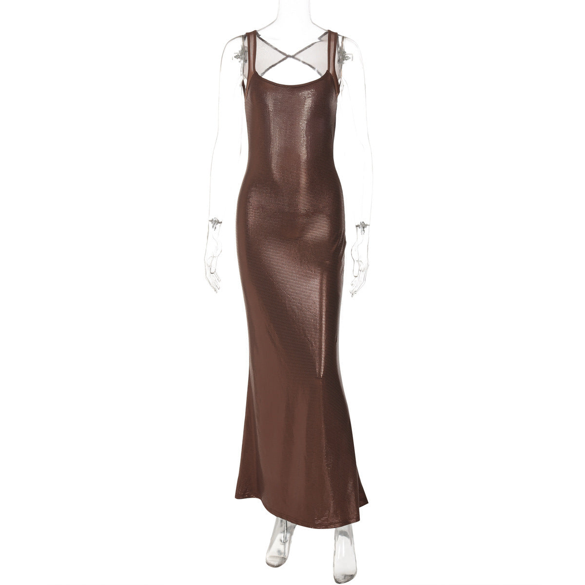 Sexy Backless Mesh Stitching Socialite Temperament Slim Dress
